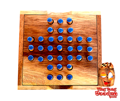 Solitaire oder Steckhalama das beliebteste Strategie Spiel für 1 Spieler aus Holz in der samanea Holz Box
